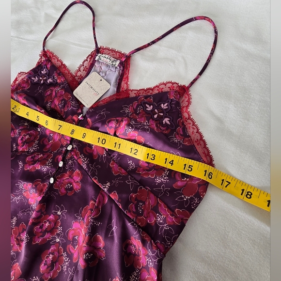 NWT Free People Intimately Free Floral Satin Lace Cami Eggplant XS Boho Romantic - Picture 6 of 16